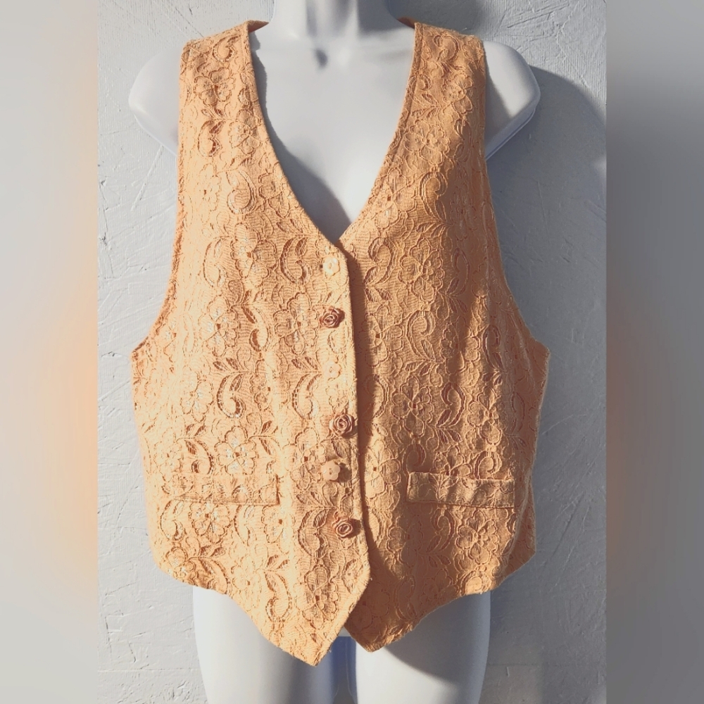 Pierre Cardin Vintage 1980s Oversized Lace Vest - Women's Size M